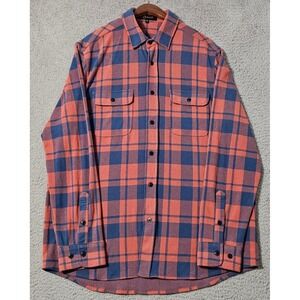 Quince Stretch Sweater Fleece Shirt‎ Mens XL Red Blue Plaid Soft Comfy Flannel